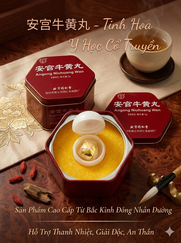 An cung ngưu hoàng hoàn hộp thiếc 1 viên Đồng Nhân Đường