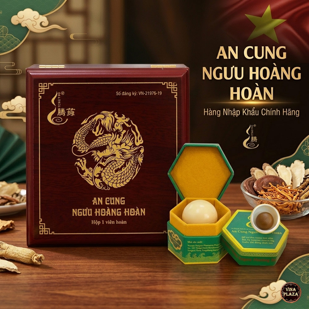 An cung ngưu hoàng hoàn Trung Quốc hộp gỗ 1 viên Dược Đông Á