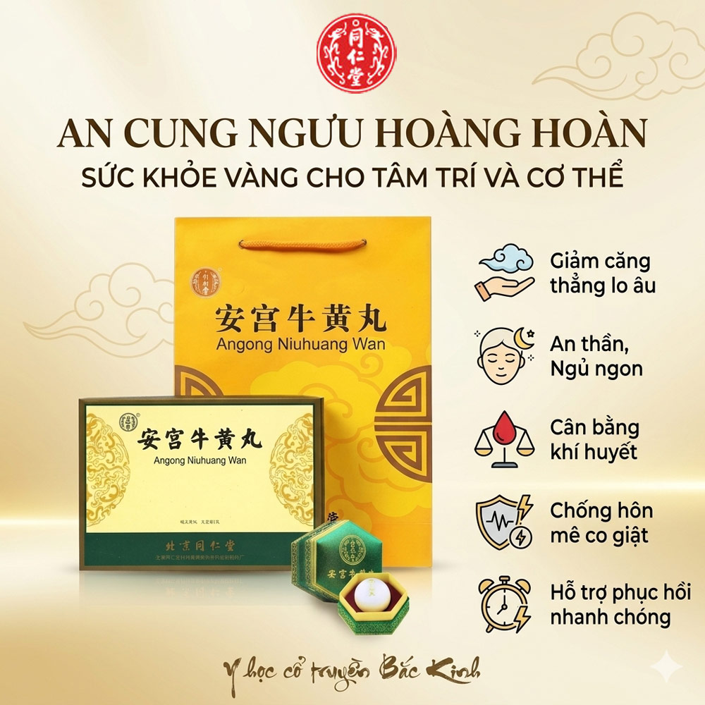 An cung ngưu hoàng hoàn Gấm Xanh Đồng Nhân Đường hộp 8 viên