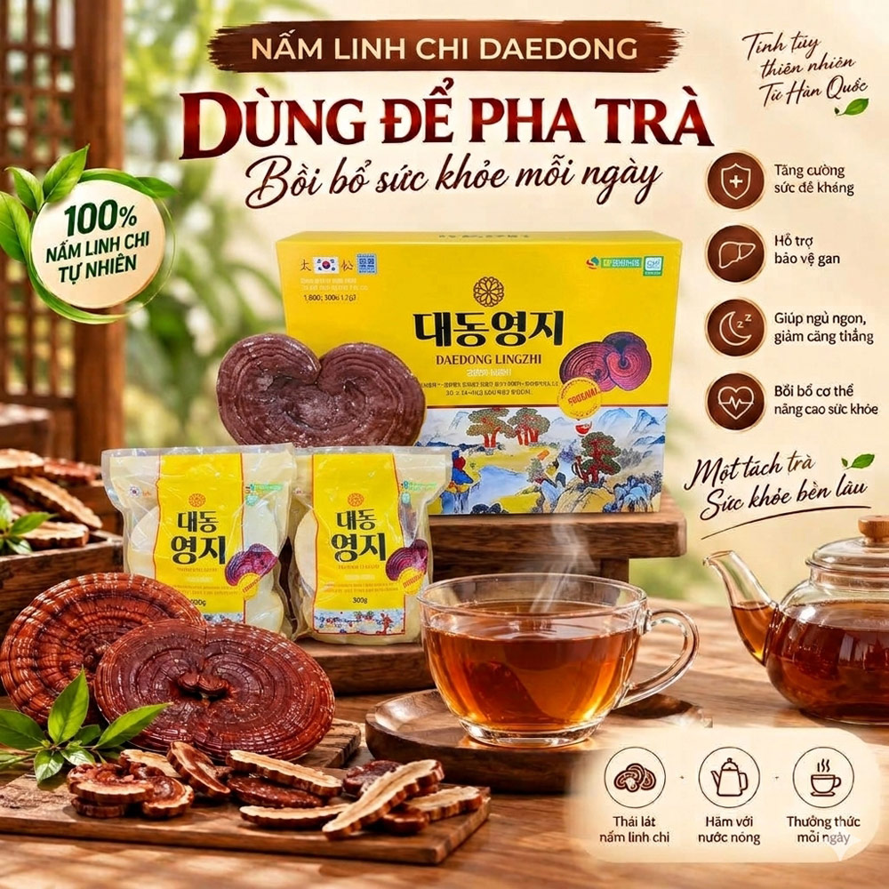 Nấm linh chi Đỏ Daedong Hàn Quốc Thượng hạng 1 kg