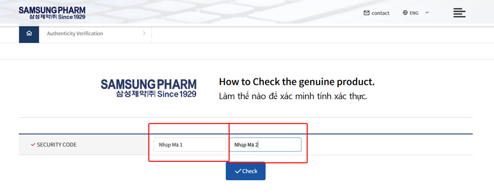 Bước 2 nhập mã cao trên sản phẩm để kiểm tra hàng chính hãng Bước 2 nhập mã cao trên sản phẩm để kiểm tra hàng chính hãng